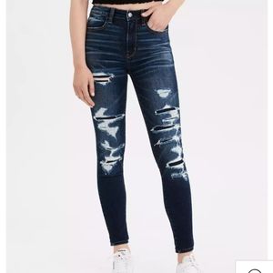 16s American Eagle supper hi rise ripped jeggings